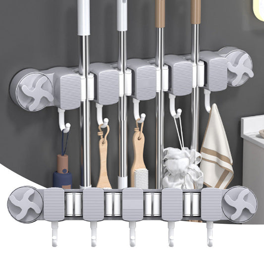 Drill-Free Suction Cup Mop Holder for Bathroom