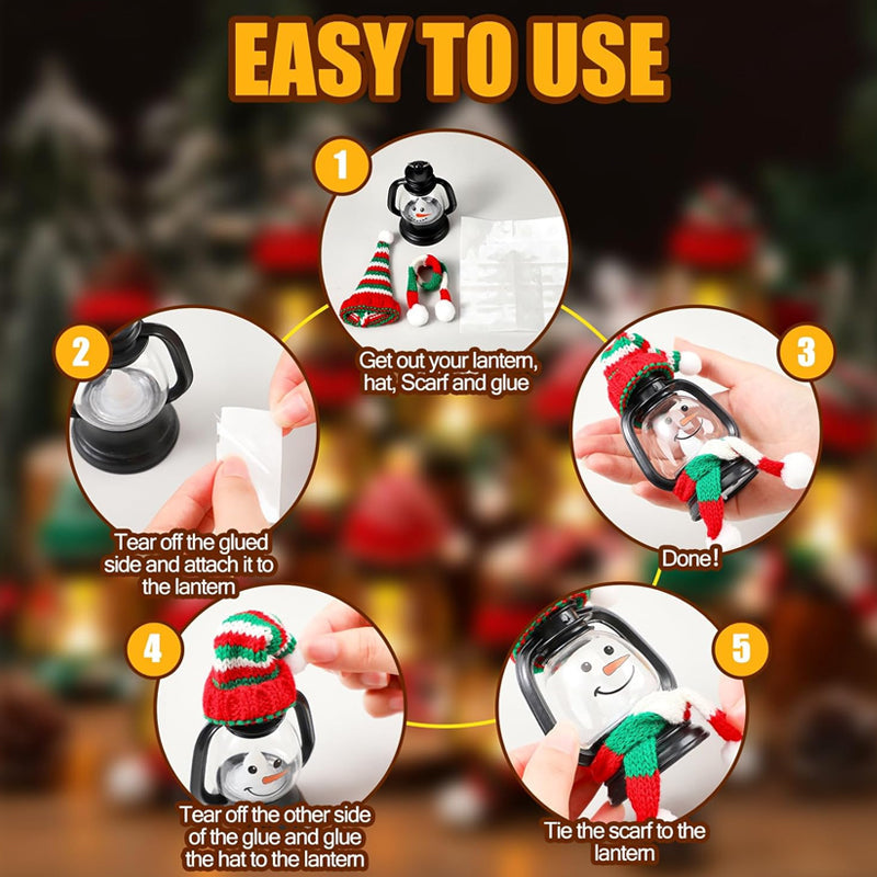 🎅Christmas Specials-Christmas Decoration Mini Snowman Lantern with Hats and Scarves