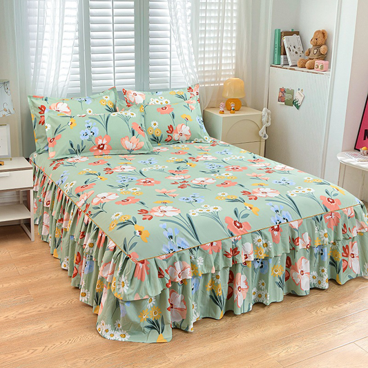 🛏️ 50% OFF NOW! 🎀 3-Piece Ruffled Bed Skirt Set – Elegant Design, Easy Fit & Complete Coverage 🛌